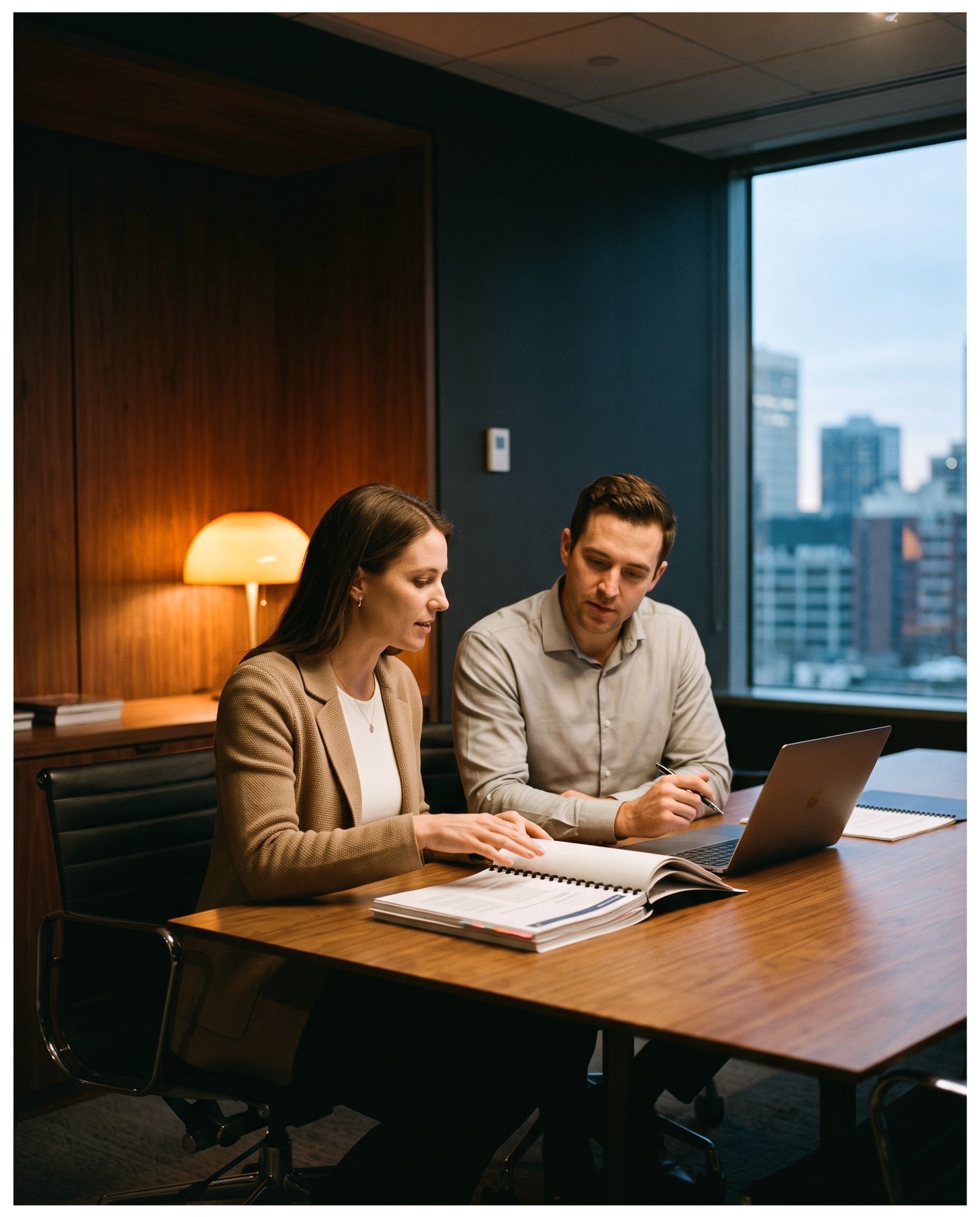 Two people reviewing a product brief together in a discovery session