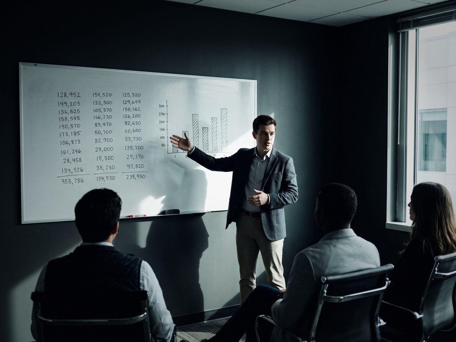 The morning numbers written up on a board